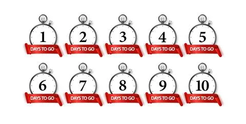 1 days to go icon set. Countdown of days remaining. Offer timer sticker limited Stock-Illustration