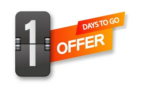 1 days to go icon set. Countdown of days remaining. Offer timer sticker limited Stock-Illustration