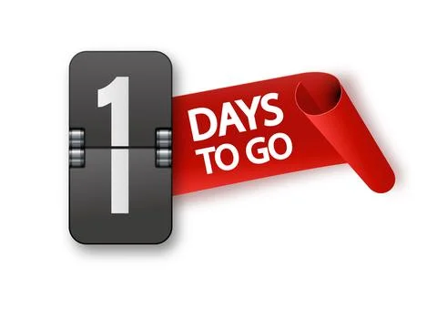 1 days to go icon set. Countdown of days remaining. Offer timer sticker limited Stock Illustration