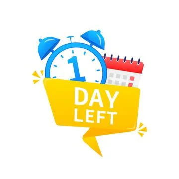 1 days left. Timer with calendar icon on a white background. Vector stock Stock Illustration