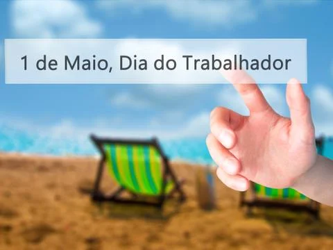 1 de Maio, Dia do Trabalhador (In Portuguese: 1 May, Labor Day) - Hand pressi Stock Photos