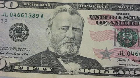 1 dollar, 2 dollars, 5 dollars, 10 dollars, 20 dollars, 50 dollars Stock Footage 54462042