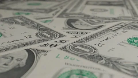 1 dollar bills background. Many banknotes. Finance. Stock Footage 171412446