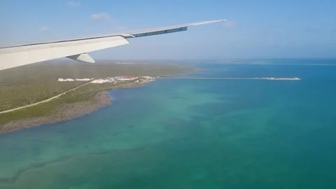 1 flight over the Atlantic ocean, airplane wing Stock Footage 266938843