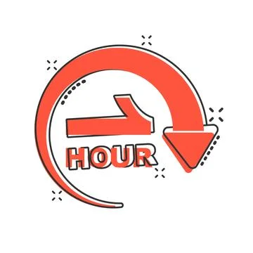 1 hour clock icon in comic style. Timer countdown cartoon vector illustrati.. Stock Illustration