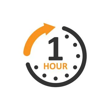 1 hour clock icon in flat style. Timer countdown vector illustration on isola Stock Illustration