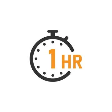 1 hour clock icon in flat style. Timer countdown vector illustration on isola Stock Illustration