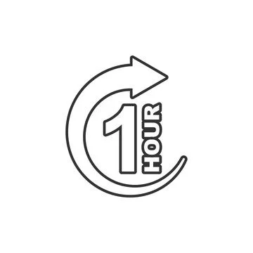 1 hour clock icon in flat style. Timer countdown vector illustration on isola Stock Illustration