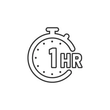 1 hour clock icon in flat style. Timer countdown vector illustration on isola 스톡 일러스트