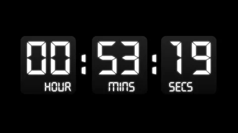 1 Hour Digital Segment Countdown Timer Animation, Digital Numbers Stock Footage 318426094