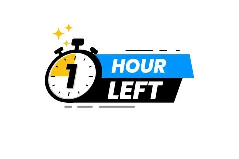 1 hour left label. Countdown timer banner sticker イラスト素材