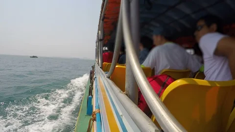1 Hour Timelapse of Thai Ferry Boat Driving From Mainland to Island Stock Footage 127609996
