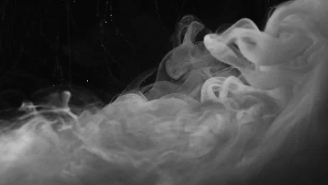 1 ink flow, infusion black and white cloud on black background Stock Footage 274150714
