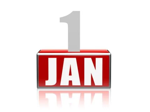1 jan - ciphers and letters in block Stock Illustration