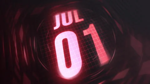 1 July in 3d motion graphic. Infrared calendar in futuristic and tech glow Stock Footage 292940725