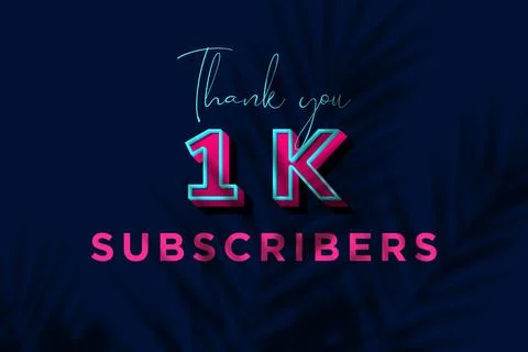 1 K subscribers celebration greeting banner with Pink Extrude Design Stock Illustration