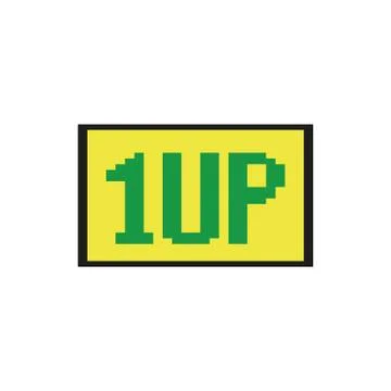 1 up label 8 bits pixelated style icon Illustrazione stock