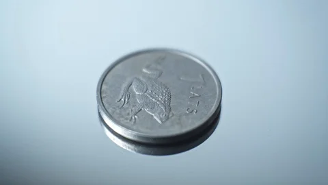 1 lats 2010 - Toad Closeup Coin of the Latvian republic Stock Footage 125865584