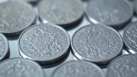 1 lats coins reverse Closeup Coin of the Latvian republic Stock Footage 125866207