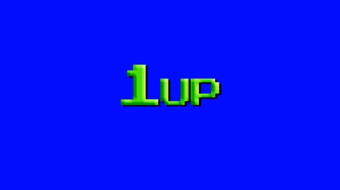 1 Up Level Up of a Retro Video Game Arcade on a Blue Screen Background Stock Footage 33608507