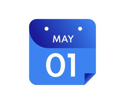 1 May, Single Day in Calendar isolated on white background Stock Illustration