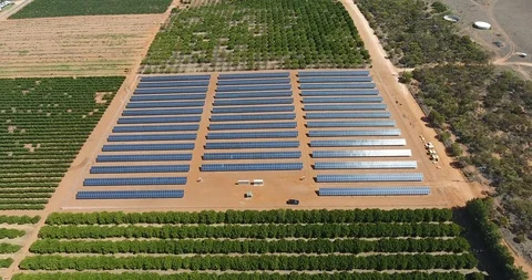 1 Megawatt Solar Farm Aerial Footage Stock Footage