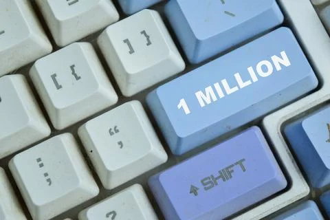1 million on the button keyboard. For a significant quantity or milestone Stock Photos