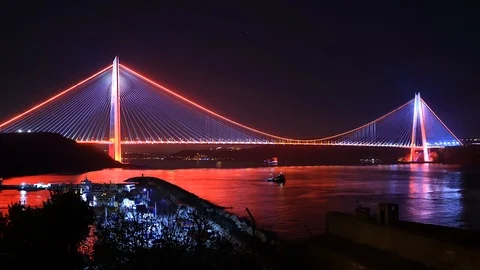 1 Minute, 30 fps Night to Day time lapse of Istanbul Yavuz Sultan Selim Bridge Vidéo 121769295