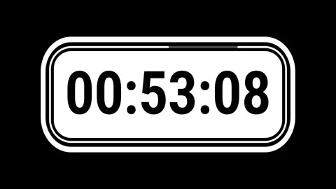 1 minute countdown timer animation on black background Video stock 313672554