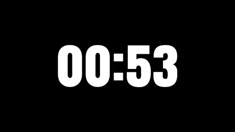 1 Minute Digital Countdown Timer Overlay On Black Background Stock Video Stock Footage 343870627