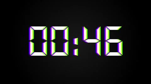 1 Minute Digital Glitch Countdown Timer with RGB Split Effect Stock Footage 319059259