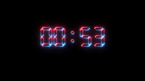 1 minute display timer Neon line counting down Animation Stock Footage 320948184