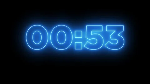 1 minute display timer Neon line counting down Animation Video stock 320948185