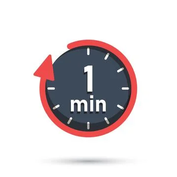 1 minute on stopwatch icon in flat style. Clock face timer vector illustrat.. Stockillustratie