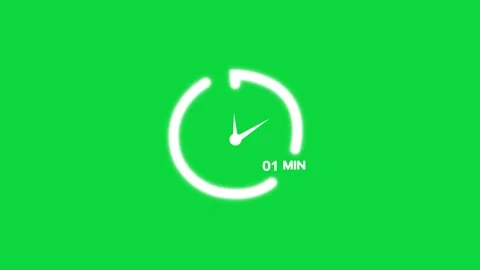 1-Minute Timer Clock Green Screen Animation.  Stopwatch, Time Indicator, Stock Footage 310480838