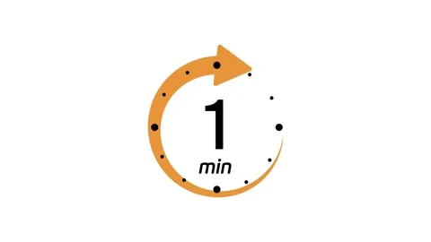 1 minute timer symbol color style isolated on white background. 1 min time Stock Footage 166419996
