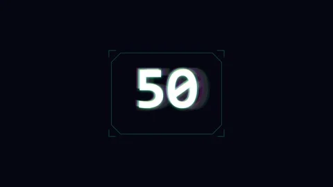 1 minutes Countdown glitch with digital numeric display and distorted static Stock Footage 345370809