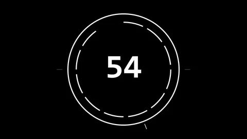 1 minutes Countdown glitch with digital circular timer and futuristic HUD Stock-Footage 345623773