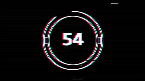 1 minutes Countdown glitch with digital HUD circle interface design on black Stock Footage 345624743