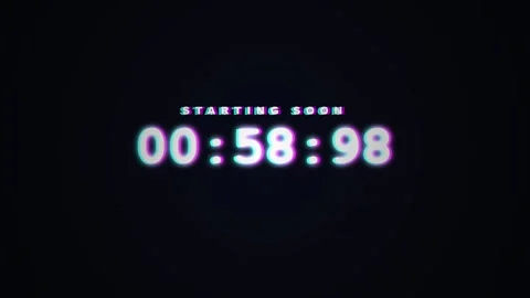 1 minutes Countdown glitch. One minute countdown timer with starting soon text Stock Footage 339987608