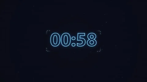 1 minutes Countdown Neon. digital one minute countdown timer on dark background Stock Footage 339988363