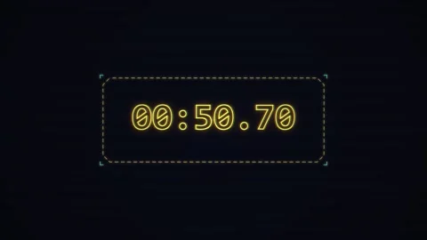 1 minutes Countdown Neon digital timer with glowing light effects for modern Stock Footage 345371652