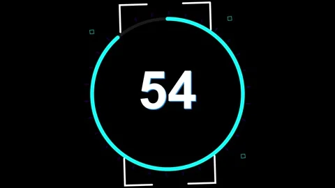 1 minutes Countdown Neon digital glowing timer for event start and opening Stock Footage 345654206
