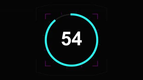 1 minutes Countdown Neon glowing digital timer display with vibrant futuristi Stock Footage 345654186