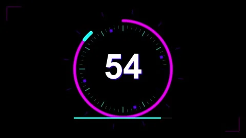 1 minutes Countdown Neon glowing digital timer with futuristic light effects Stock Footage 345654196