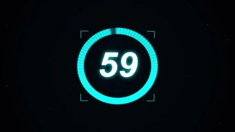 1 minutes Countdown Neon. One minute digital countdown timer on black background Stock Footage 339988694