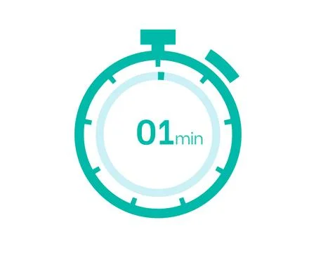 1 minutes timer icon, 1 min digital timer. Clock and watch, timer, countdown Stock Illustration