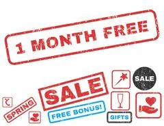 First Month Is Free Rubber Stamp with Bonus Illustration #72419164