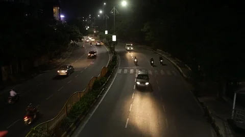 1-night-traffic-India Stock Footage 92776297