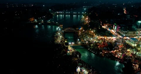 1 night view haridwar 스톡 동영상 106602018